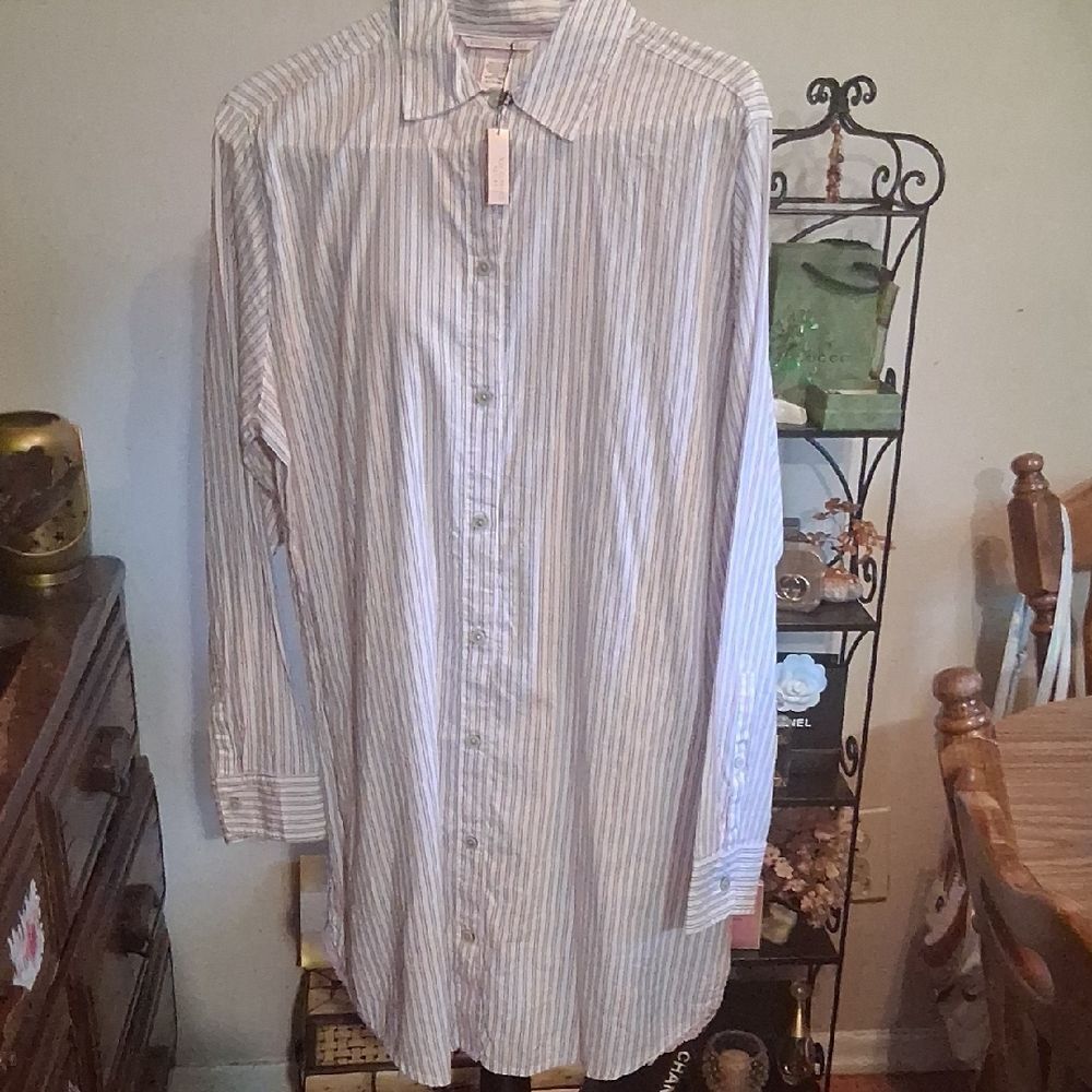 NWT Victoria's Secret Striped Buttondown Womens Lounge Sleepwear Shirt Size M
